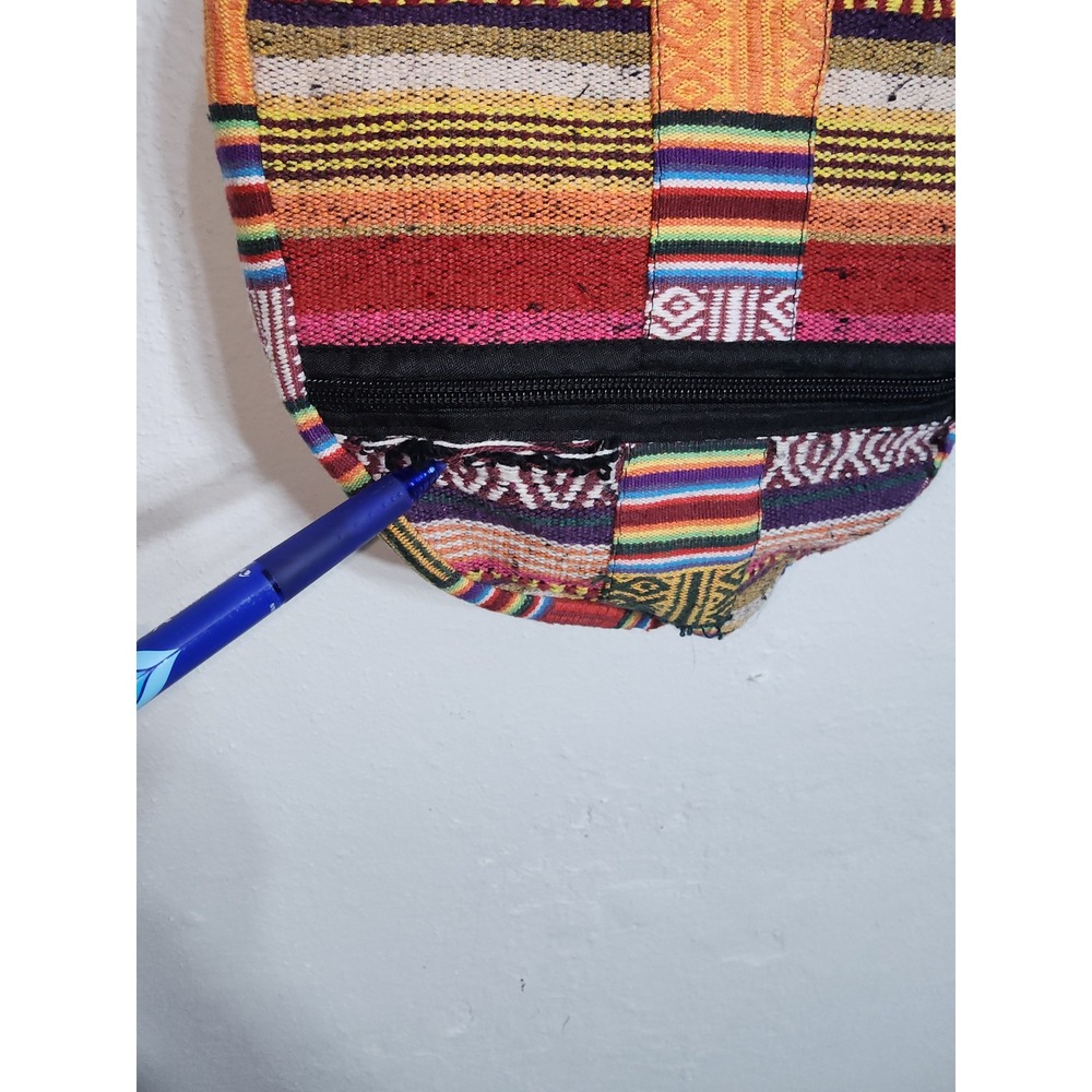 Nepal Woven Cotton‎ Sling Backpack Unisex OS Multi-Color Boho Striped Bag - Picture 13 of 13